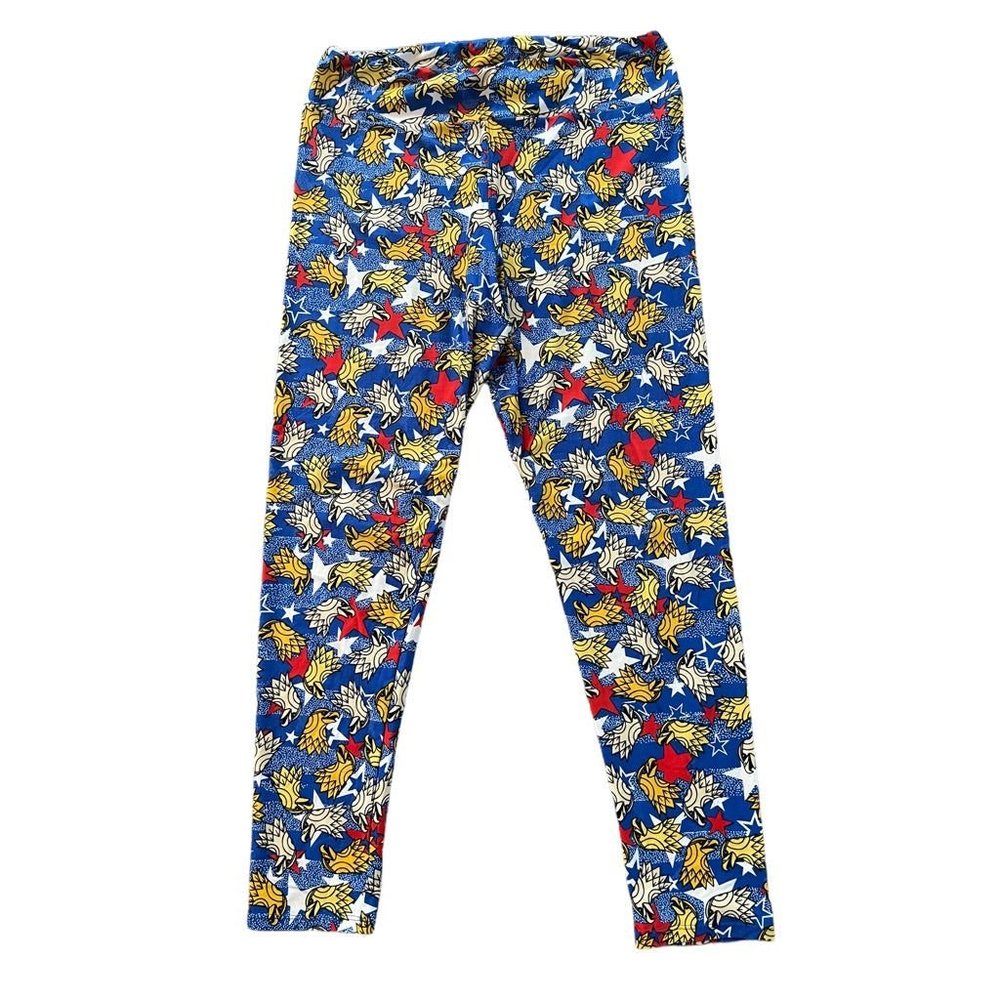 One Size LulaRoe Stretch Womens Pants Eagles Stars 28" Inseam